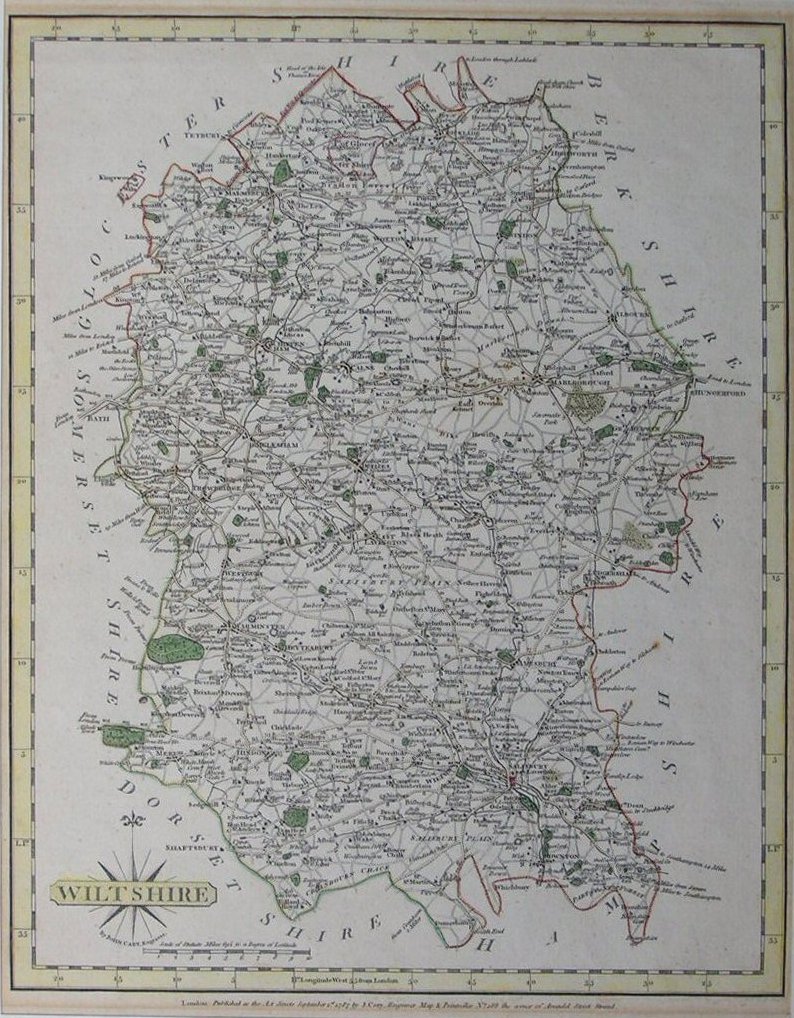 Map of Wiltshire - Cary